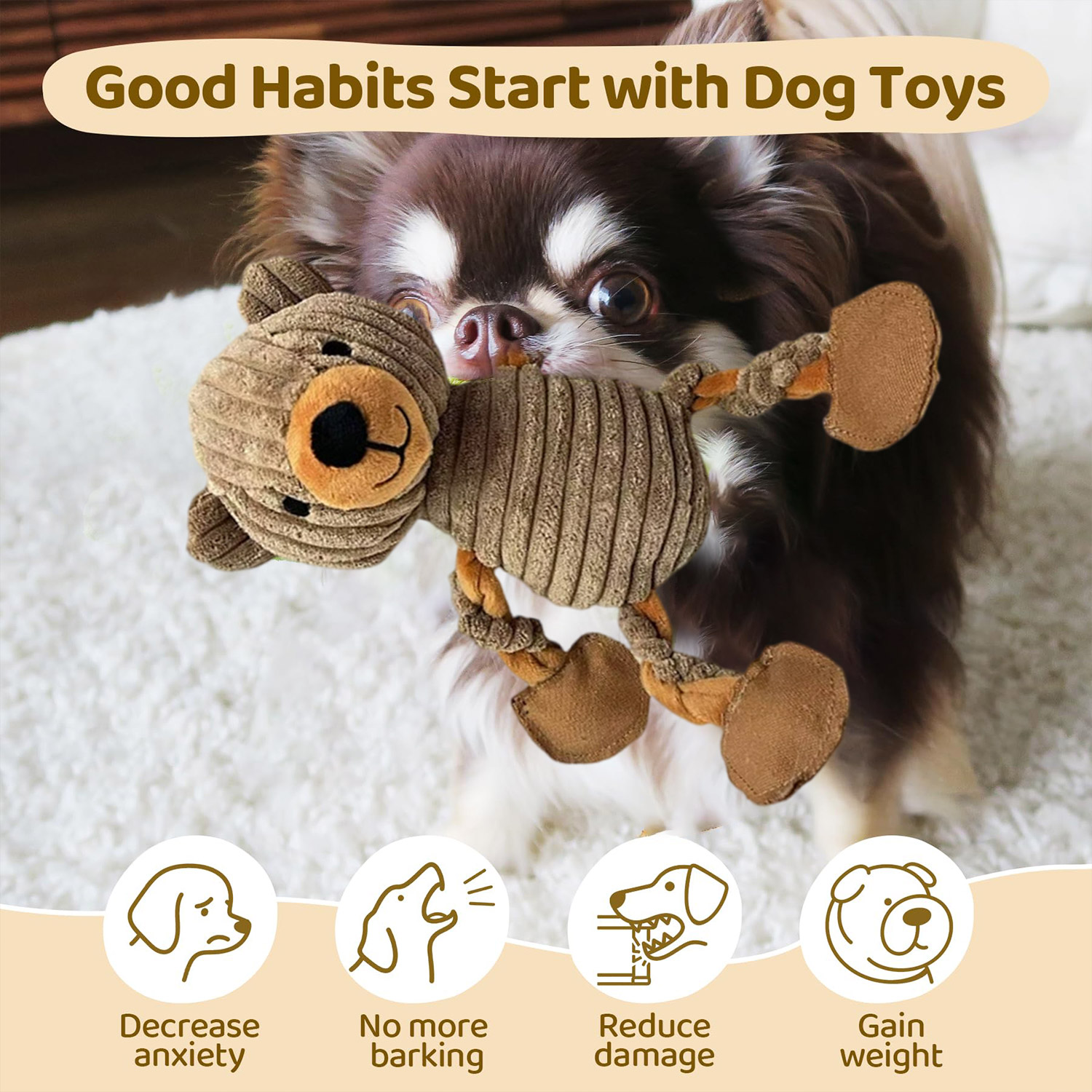 Squeaky Dog Toys, Tug of War Plush Toys