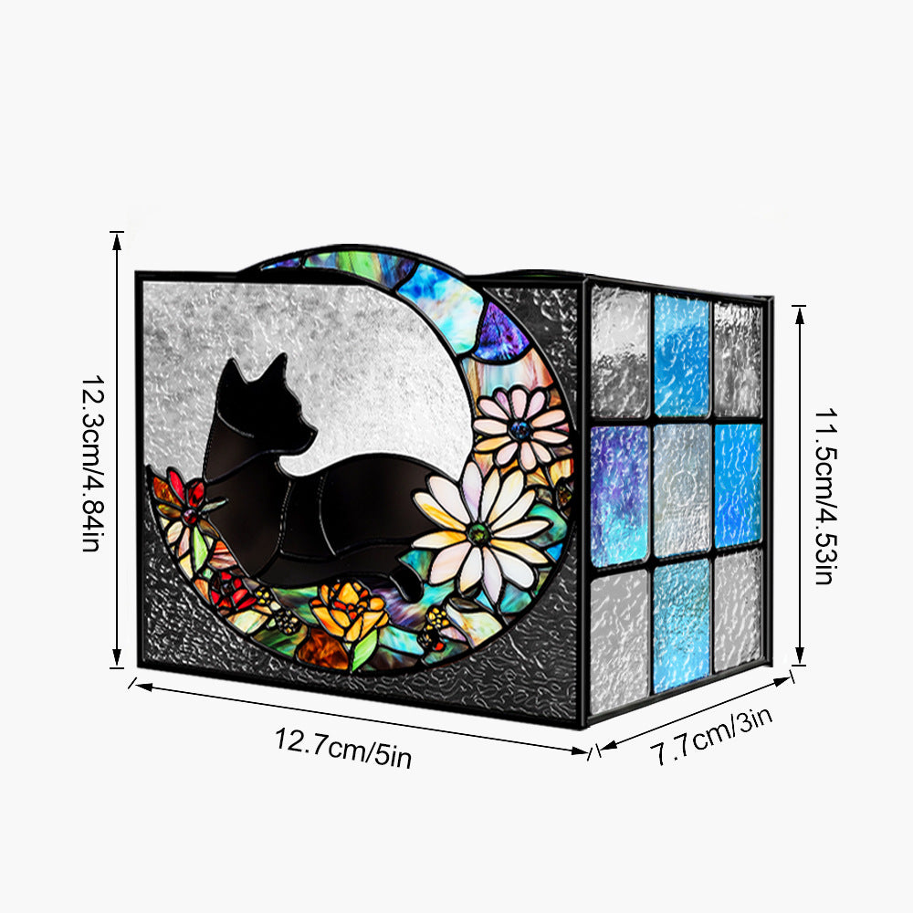 Stained-Glass-Style Acrylic Pen Holder for Colorful Desk Décor
