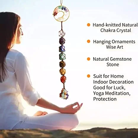 🔥 49% OFF💕7 Chakra Stone Healing Crystal Tree of Life Chakra Hanging Ornament