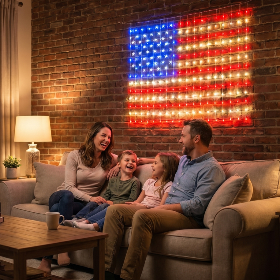 ❤️LIMITED-TIME 50% OFF!✨Patriotic Flag Net Lights – USB, Waterproof, 50,000-Hour✨