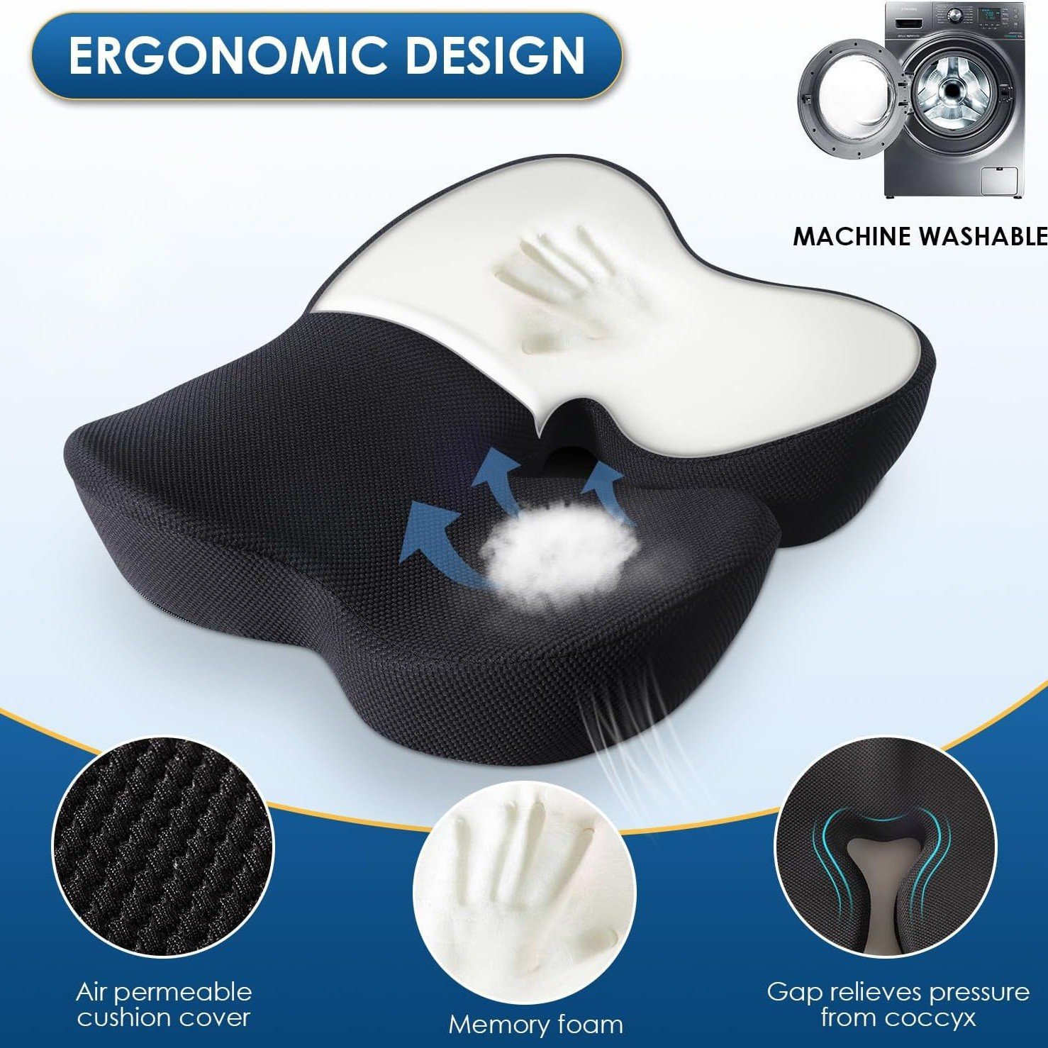 Ergonomic Memory Foam Seat Cushion