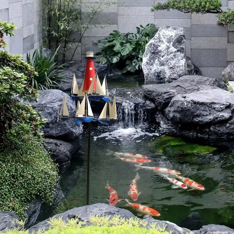 🔥Sailboat Windmill Metal Decorative Summer Lighthouse Wind Catcher Nautical Wind🔥