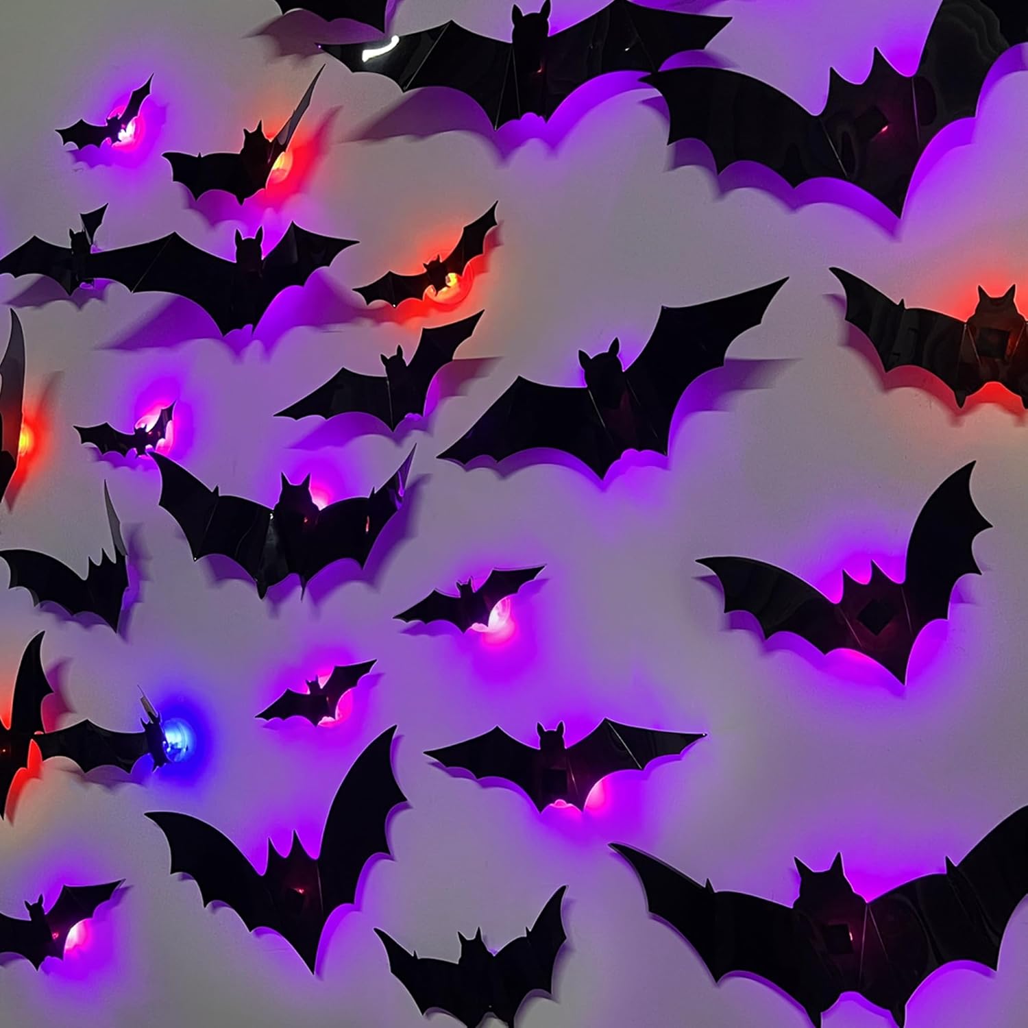 🎃👻Lighted 3D Bat Wall Decor 🦇 Spooky Halloween Party & Indoor Outdoor Home Stickers
