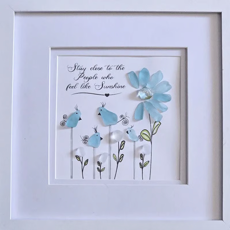 Friendship Sea Glass Bird Art