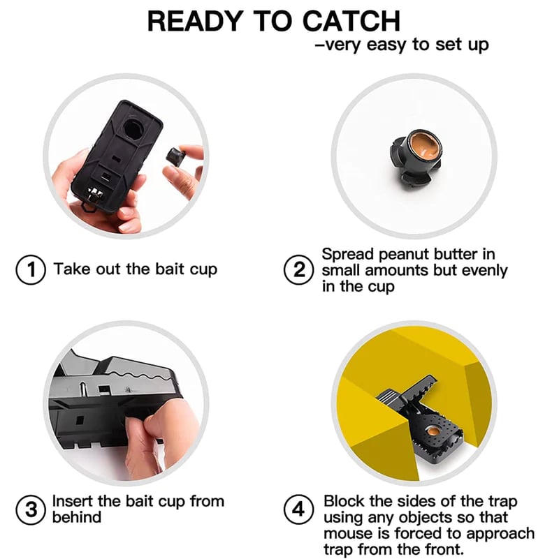 Highly Sensitive Reusable Mouse Trap（4 Pcs/box）
