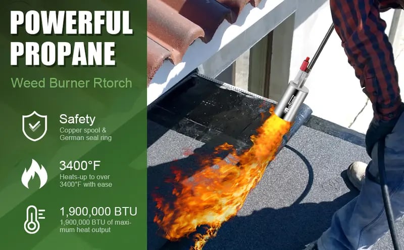 Product Introduction of NEW Propane Torch Weed Burner Kit, Weed Torch 1,900,000 BTU Blow Torch with 10FT Hose, Heavy Duty Garden Torch with Turbo Trigger for Flame Weeding,Roofing, Melting Ice Snow 2