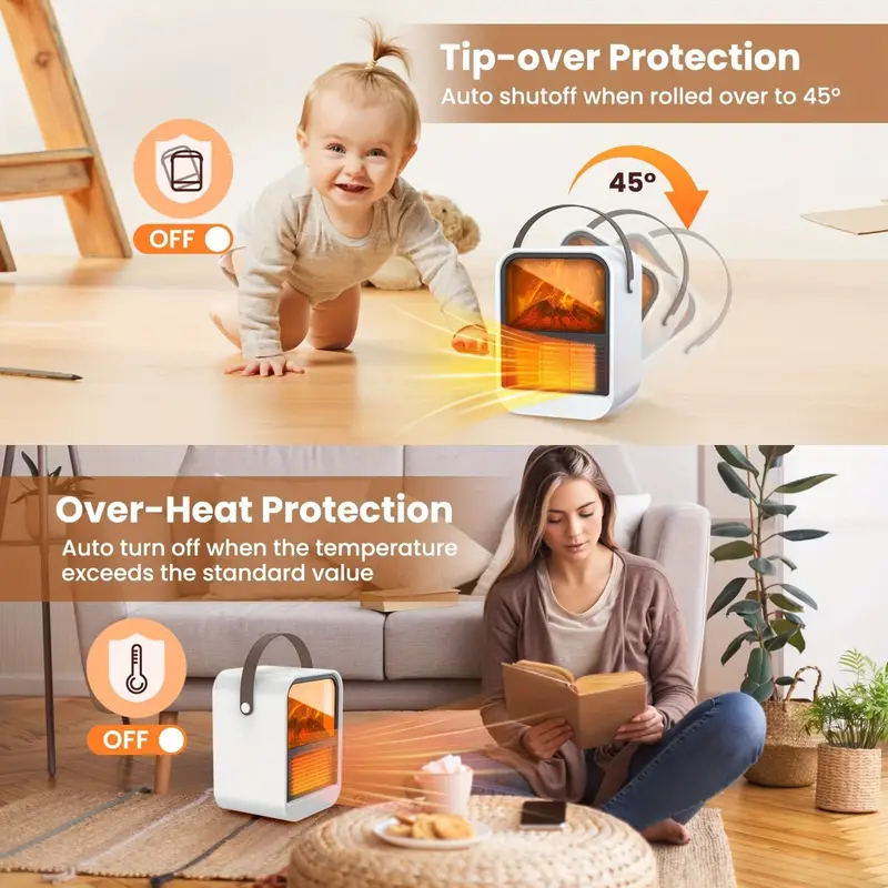 1000W PTC Safe Retardant Noise-Free 3D Flame Space Heater