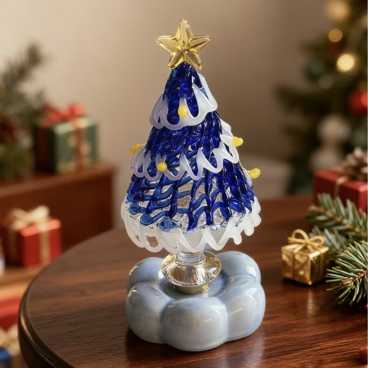 🎅Handmade Glass & Ceramic Rotatable Christmas Tree Ornament 🎄