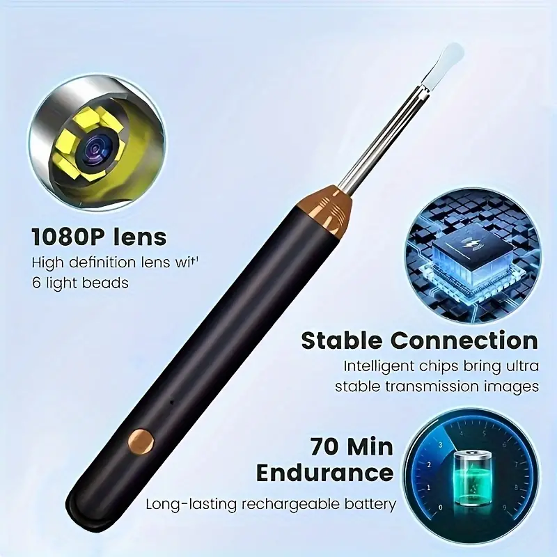 ✅8-Piece Ear Wax Removal Kit with Camera and Light