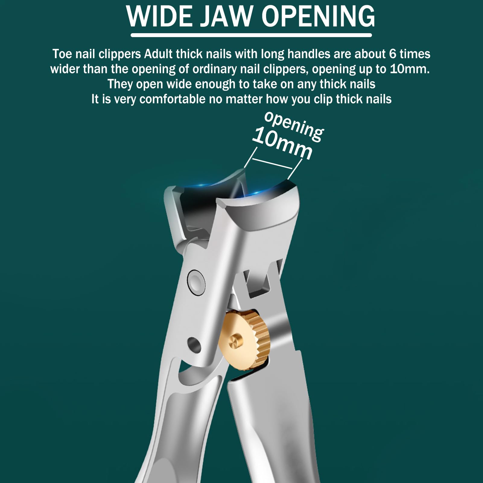 Splash-Proof Large Opening Nail Clippers for Hard/Thick Toenail