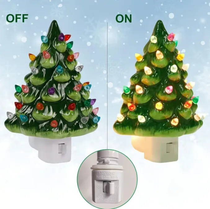 🎄Hand-Painted Christmas Ceramic Tree Night Light