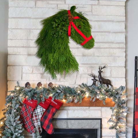 🎄🐴Handmade Farmhouse Horse Head Christmas Wreath