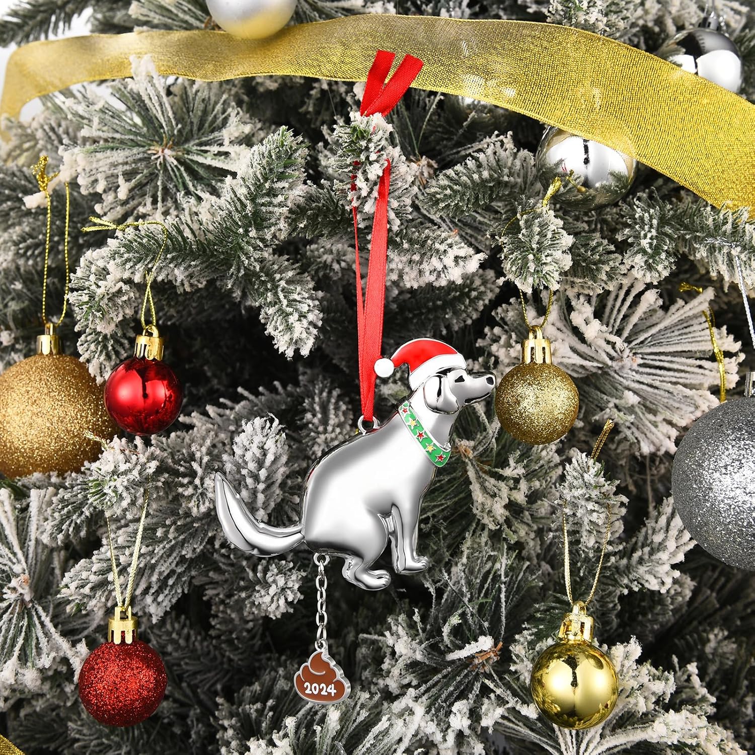 Funny Pooping Dog Ornament for Christmas Tree Decoration