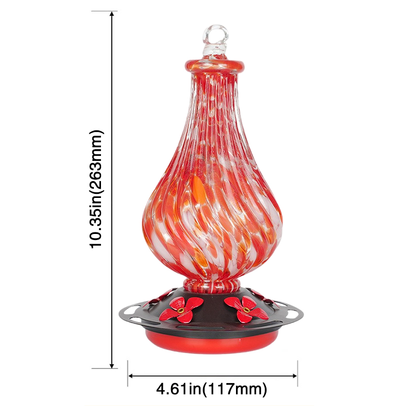 Cylinder Hand Blown Glass Hummingbird Feeder