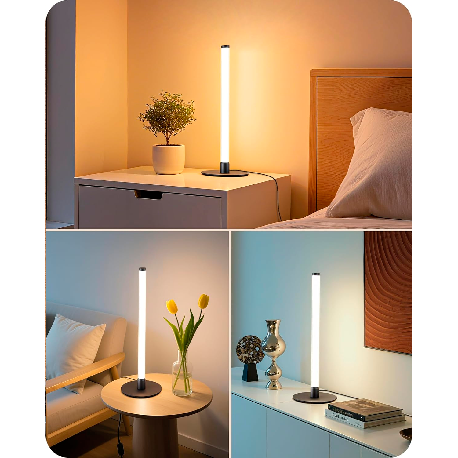Modern Slim Bedside Lamp with 360° Illumination