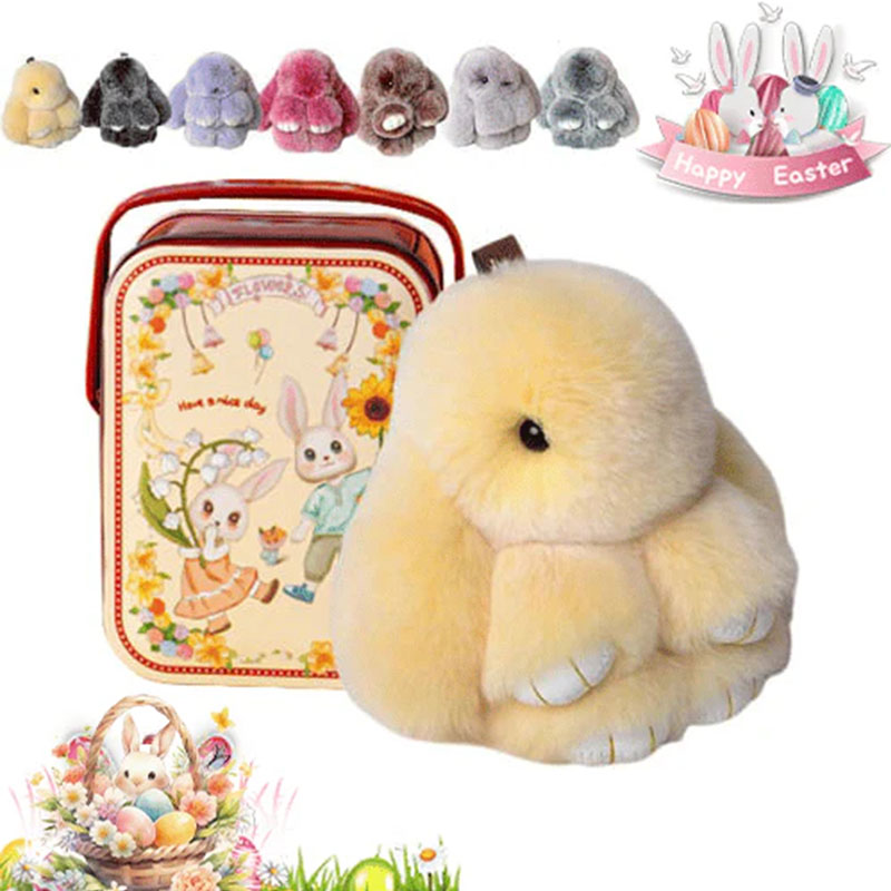 🐰Easter Cute Bunny Plush Keychain - Iron Box Gift Option, 🎁Easter Sweet Surprise