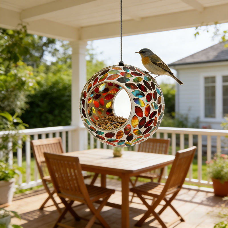 🌈 Handcrafted Glass Hummingbird Feeder – Colorful Garden Accent 🐦✨