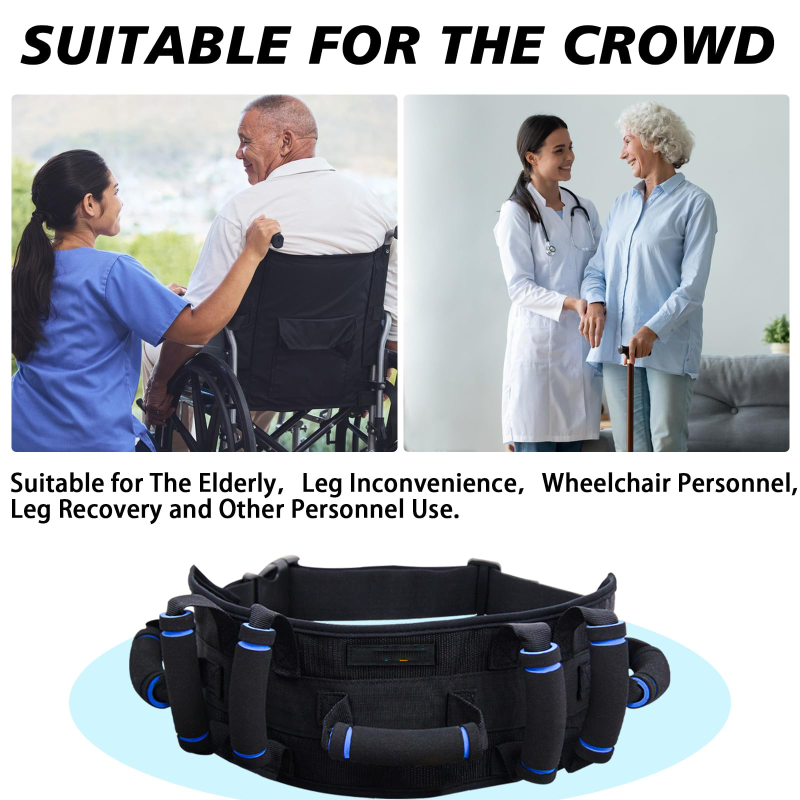 Gait Belts Transfer Gait Belt for Seniors with 7 Handles