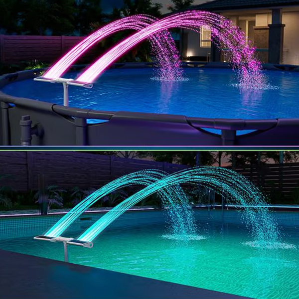 Solar Pool Fountain with Lights Dual Arc