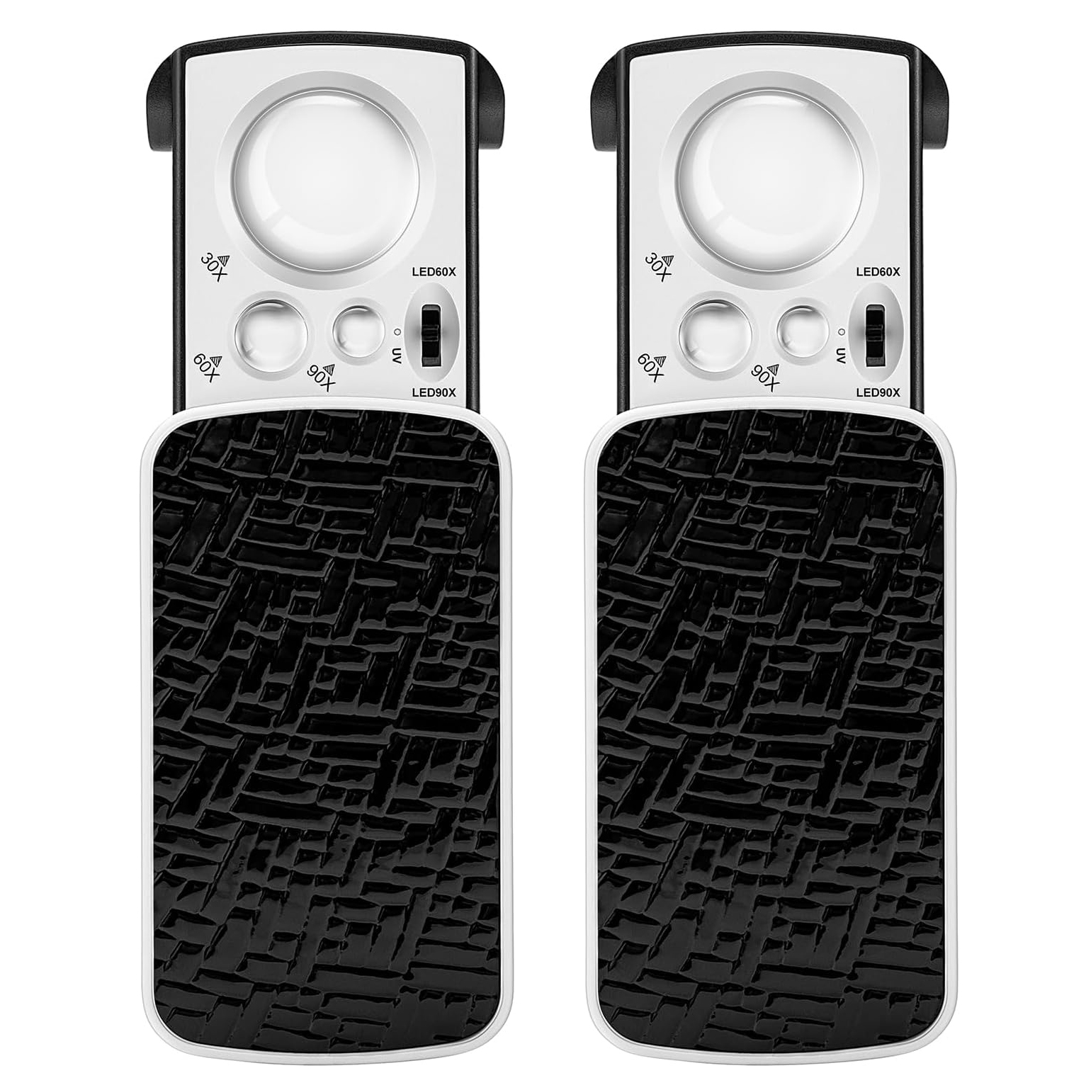 2-Pack Jewelry Loupe 30X/60X/90X LED Lighted Magnifier