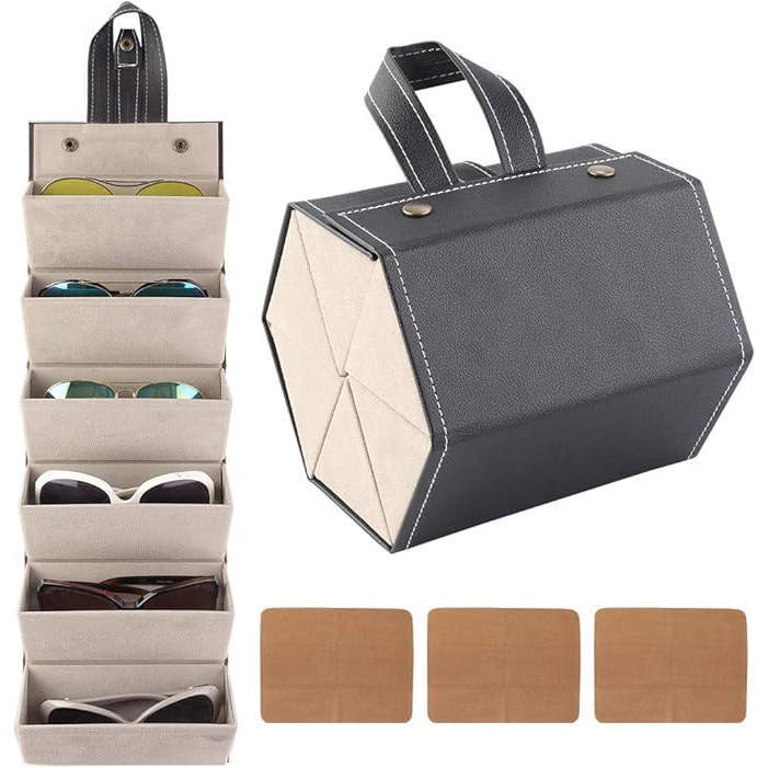 Multiple Glasses Leather Storage Case