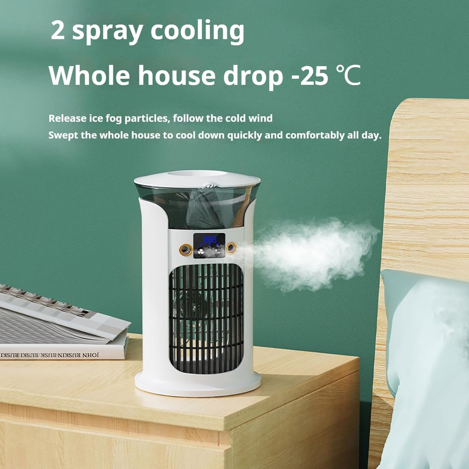 Adjustable Silent Cooling Fan With Humidifier