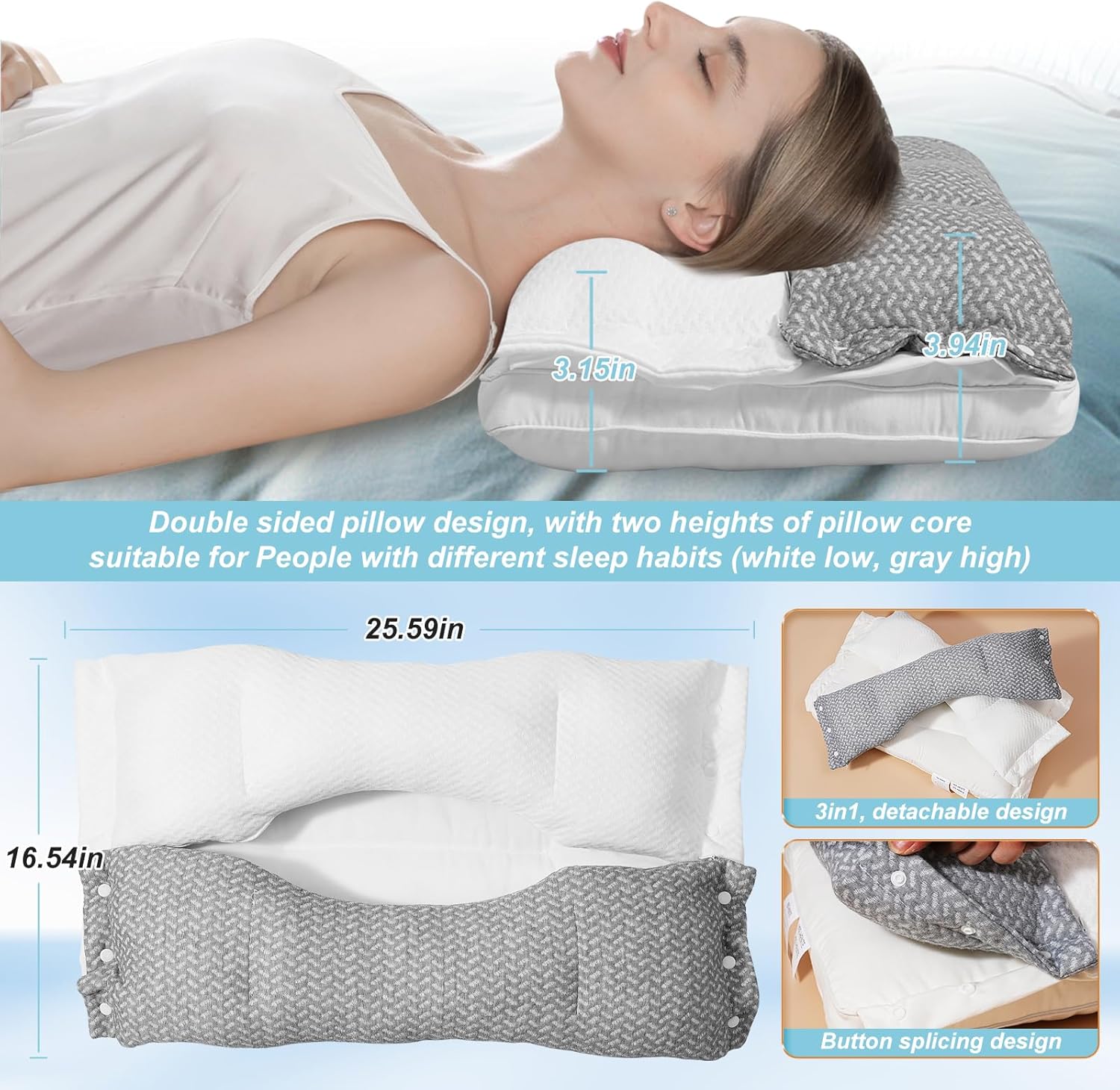 Sleeping Pillow Double-layer Removable Pillow Core