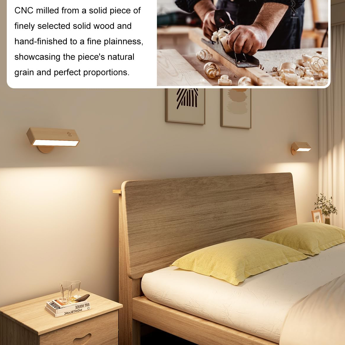 Battery Operated Wall Sconce Wood Wall Lamp