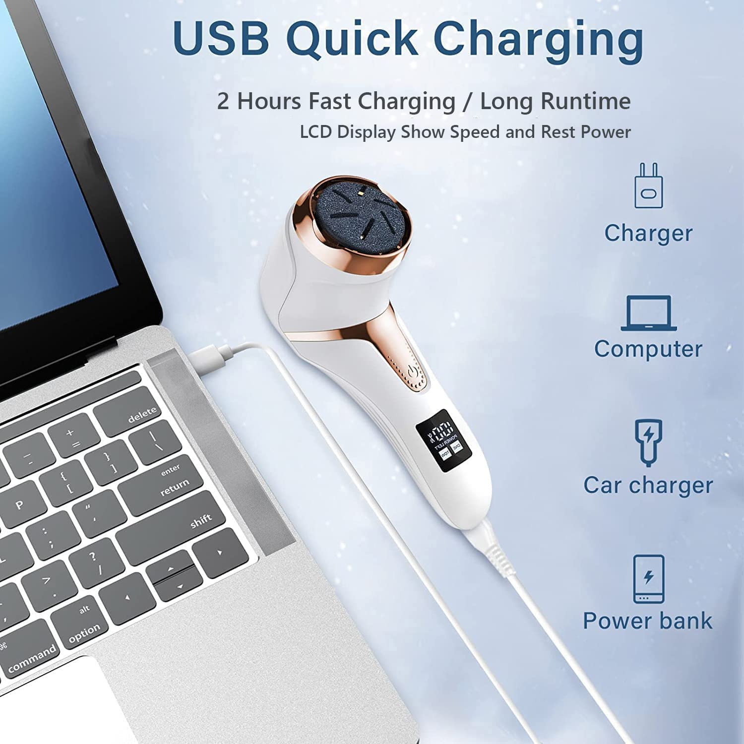 Electric Foot De-Callus With Dander Vacuum And Led Display