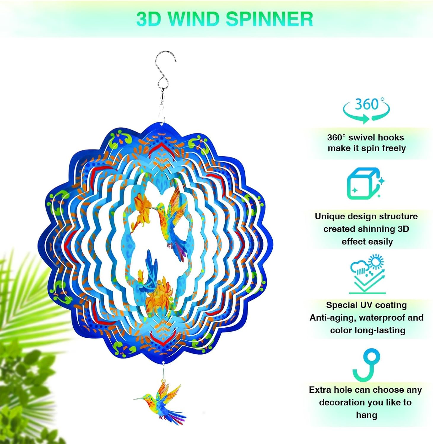12 inch 3D Metal Wind Spinners