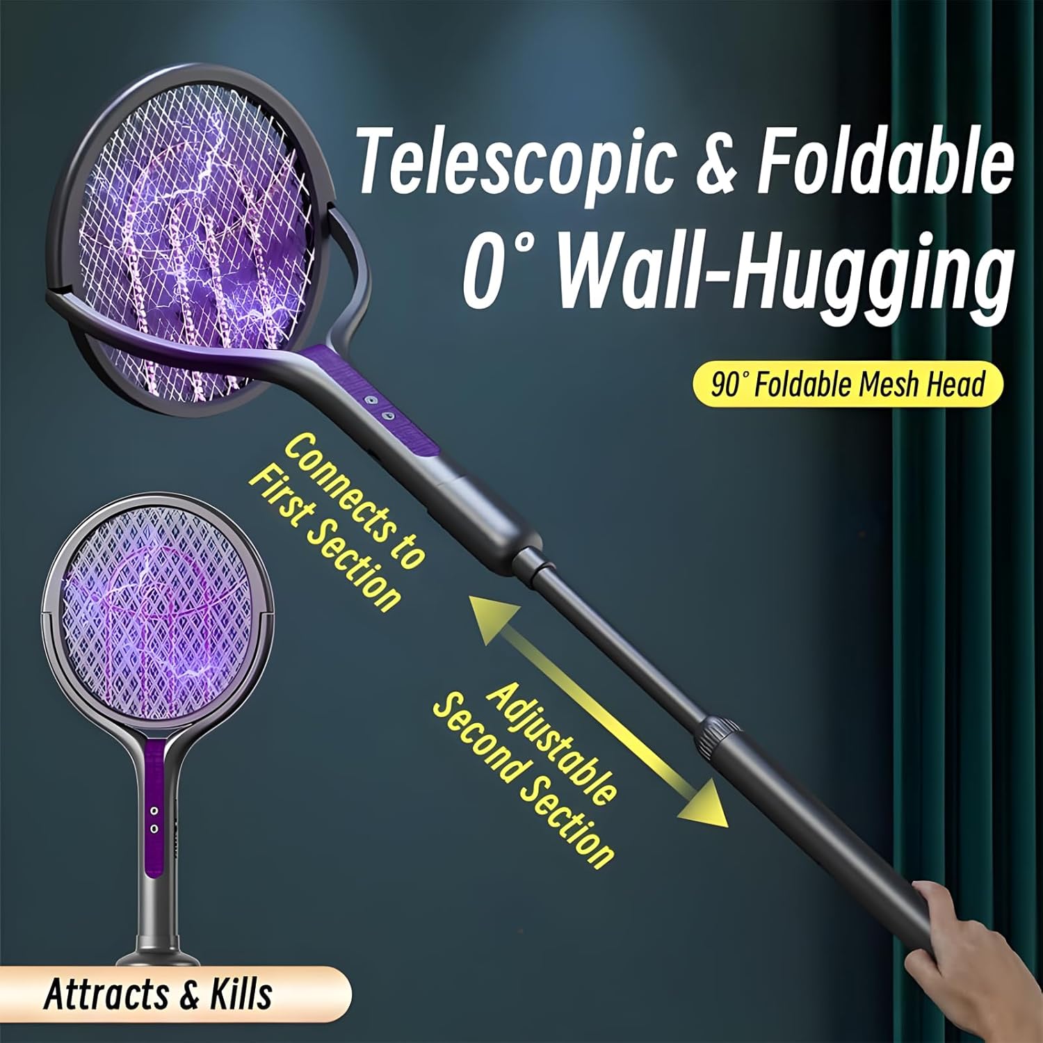 Foldable Telescopic Electric Mosquito Swatter