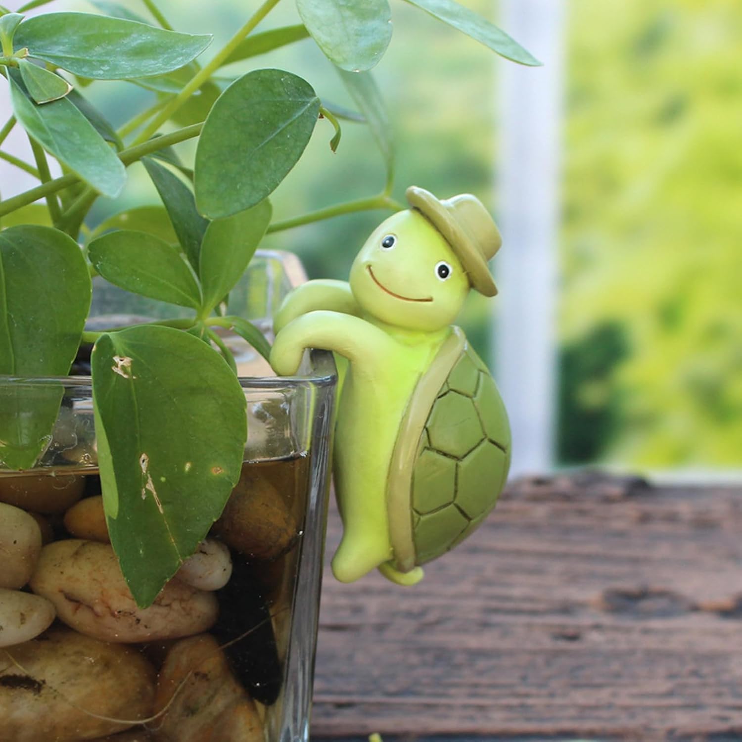 Climbing Tortoise Flower Pot Hugger Figurines