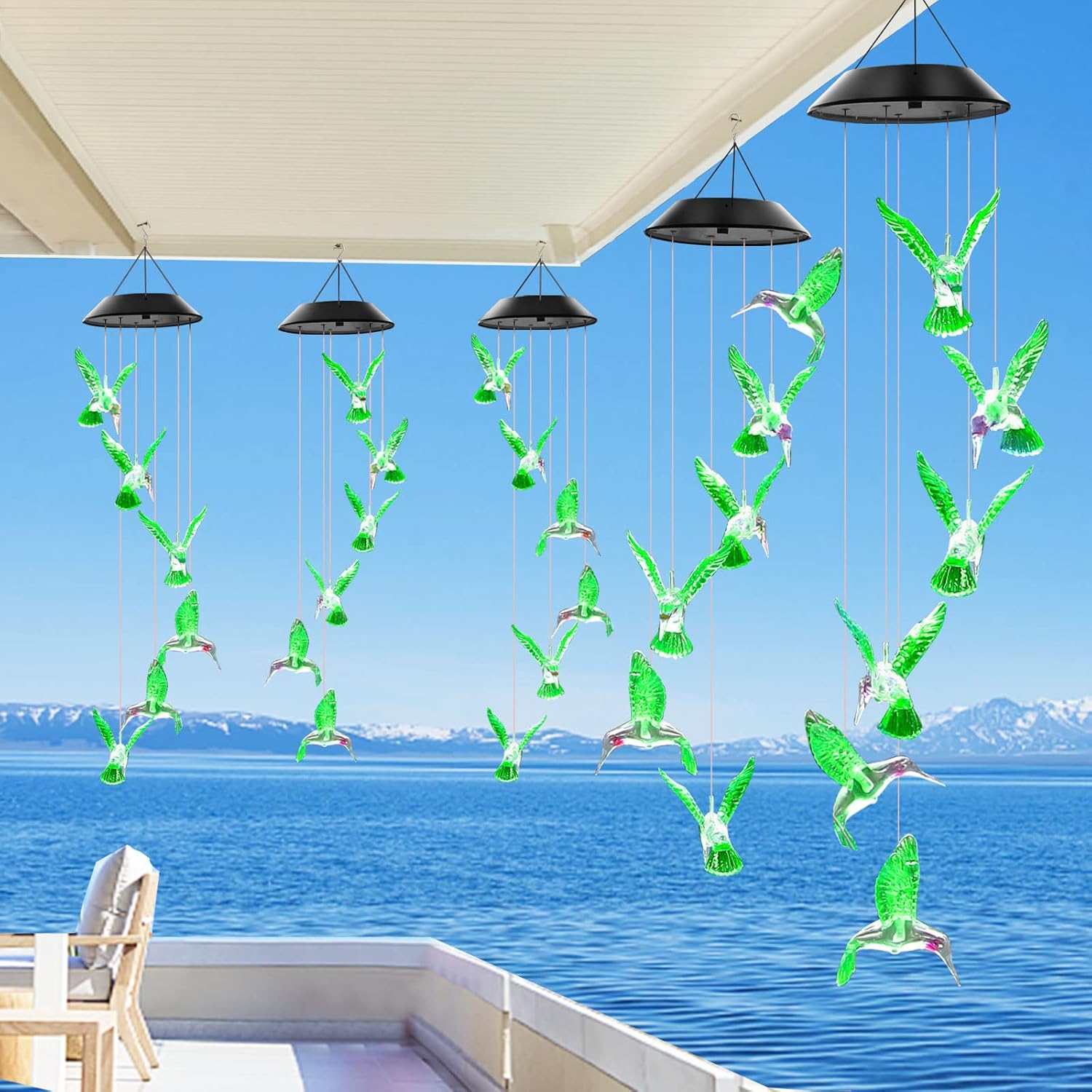 Solar LED Lights Hummingbird Wind Chimes