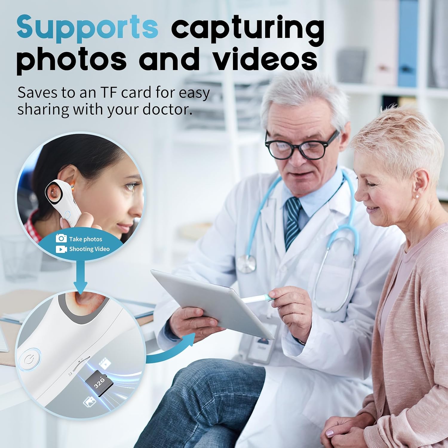 Otoscope Ear Camera with 1.21” Screen Earwax Removal Kit