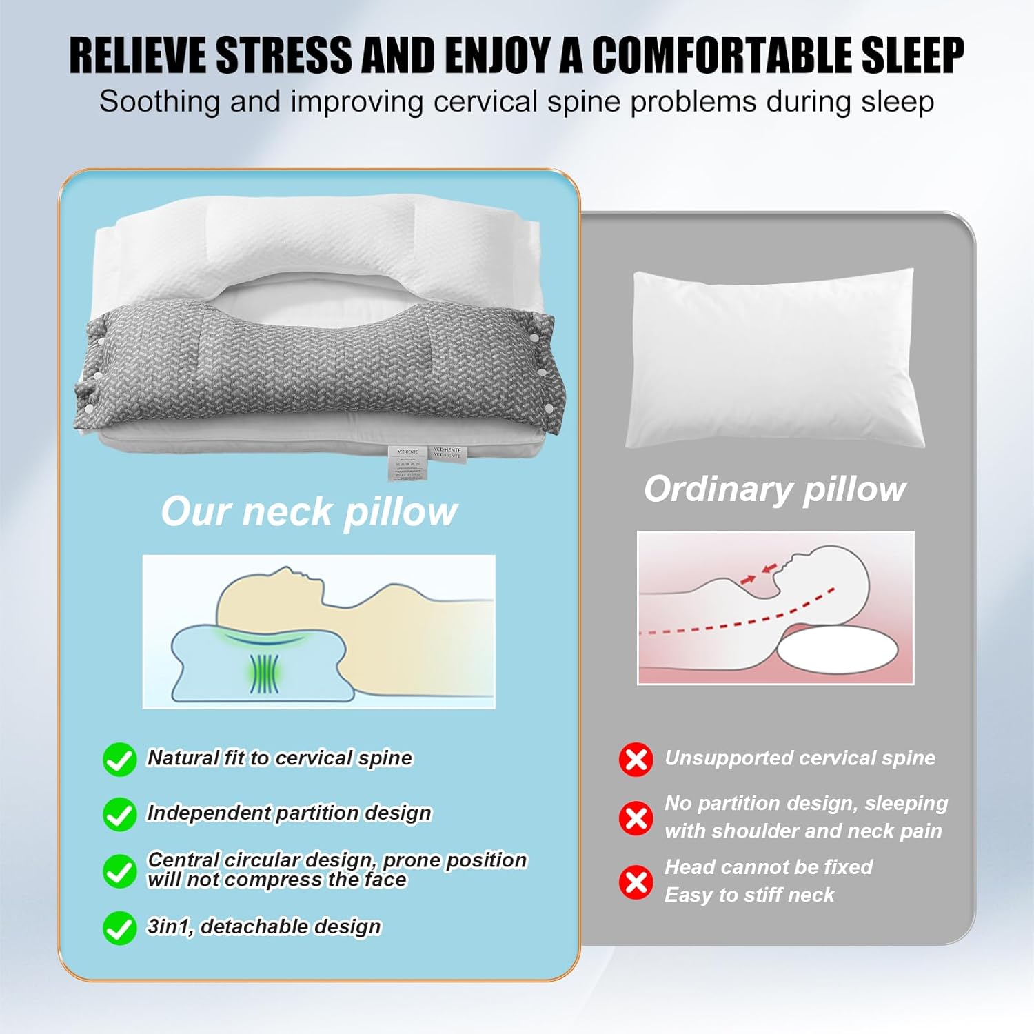 Sleeping Pillow Double-layer Removable Pillow Core