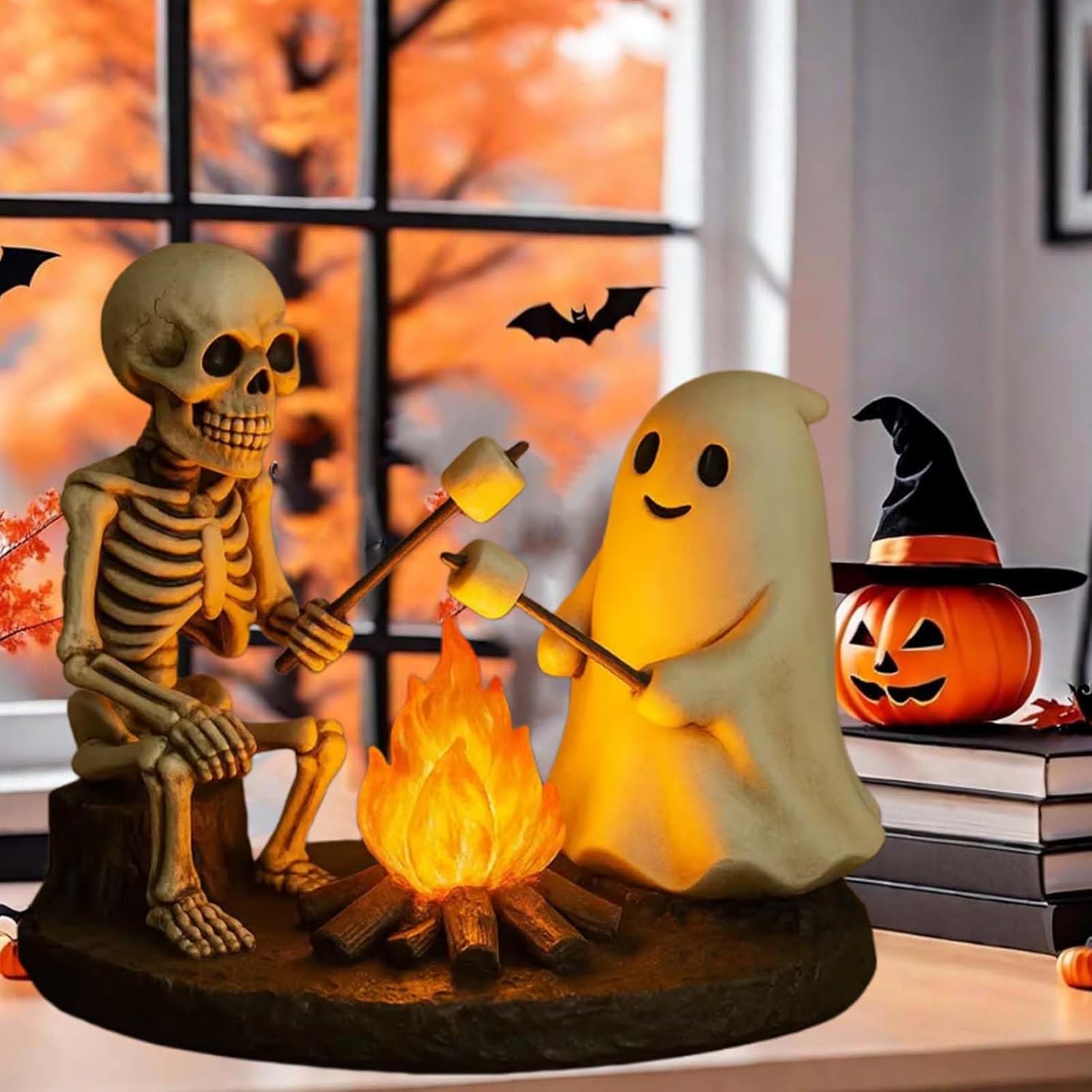 "🎃Skeleton & Ghost Bonfire Night Lamp – Spooky Vibes for Your Halloween Décor!👻"