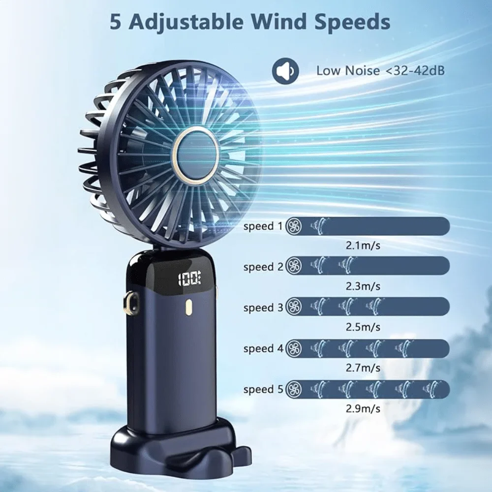 PORTABLE HANDHELD FAN WITH AROMATHERAPY, 5 SPEEDS, FOLDABLE