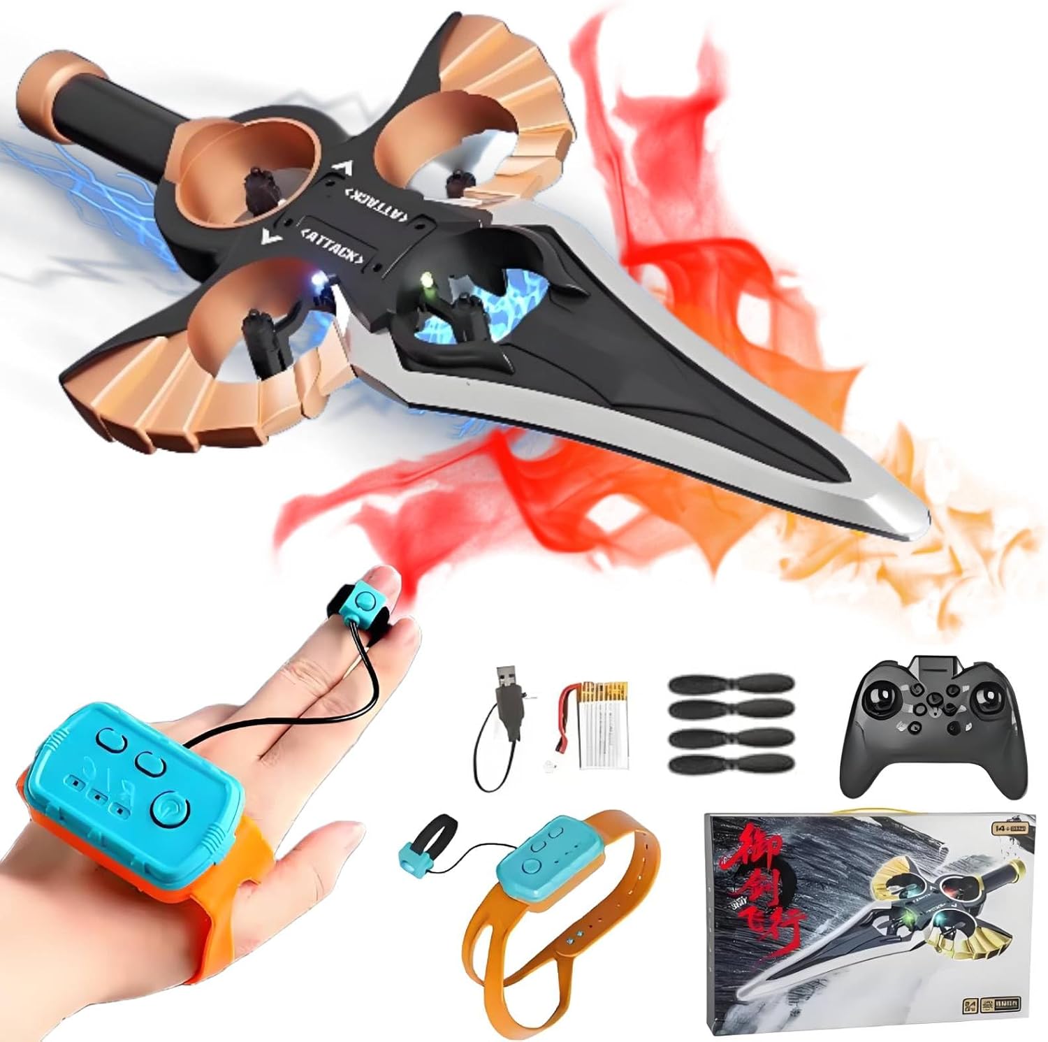 Flying Sword RC Glider, RC Gesture sensing Controlled with Autopilot & Gyro Stabilizer