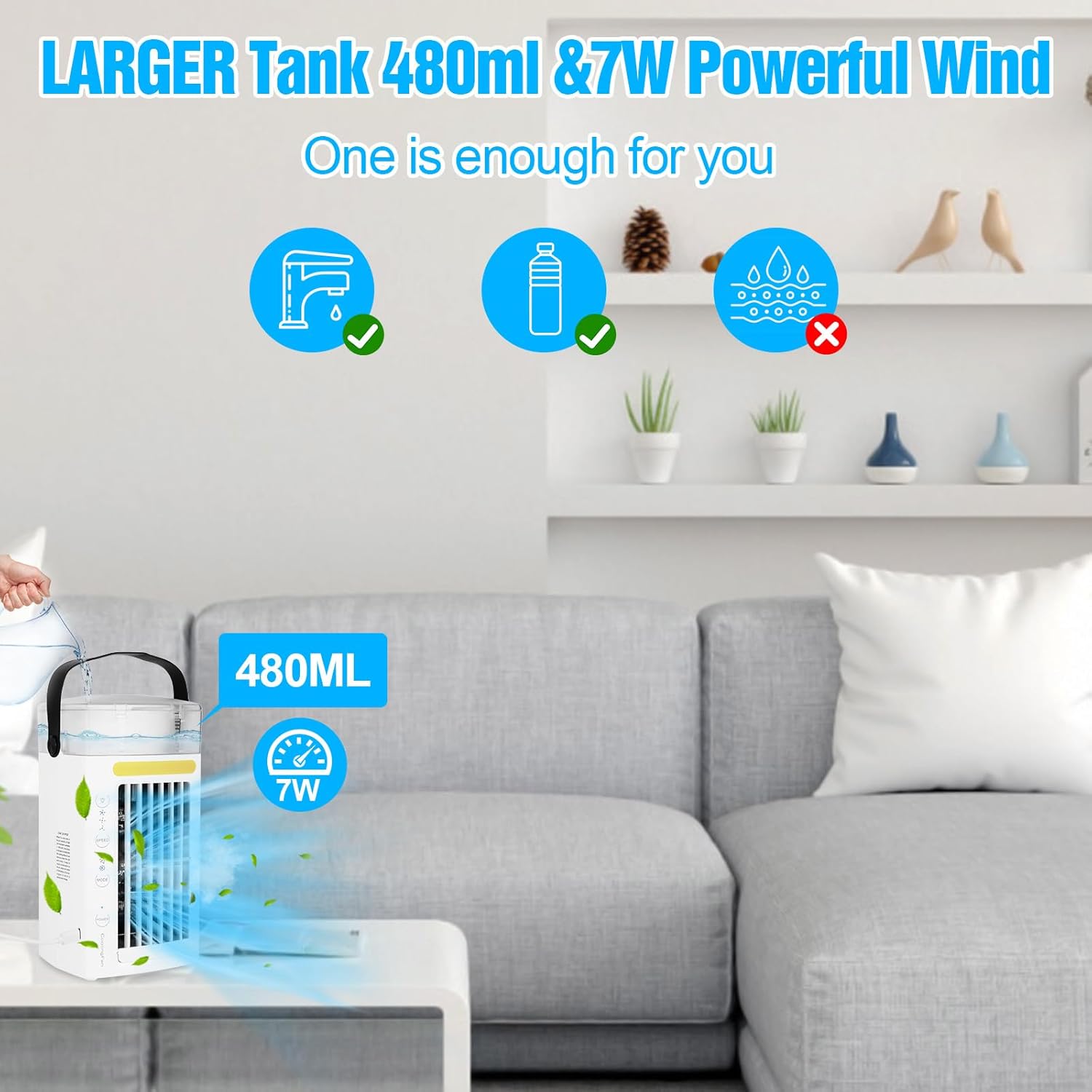 Small Evaporative Portable Air Conditioner With Ambient Light Function