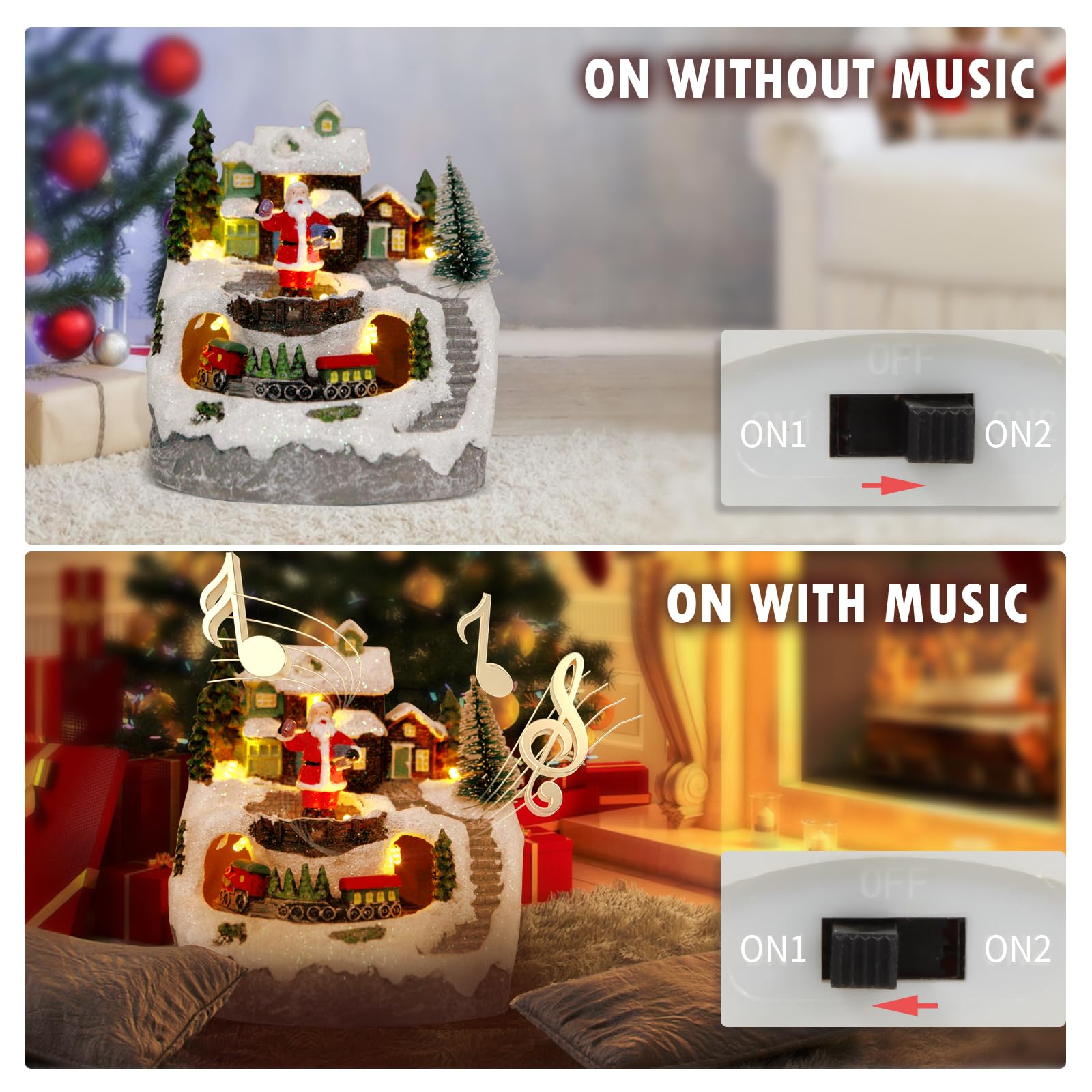 🎅 Christmas Igloo Electric Light Train Music Box Christmas Decorations🎉