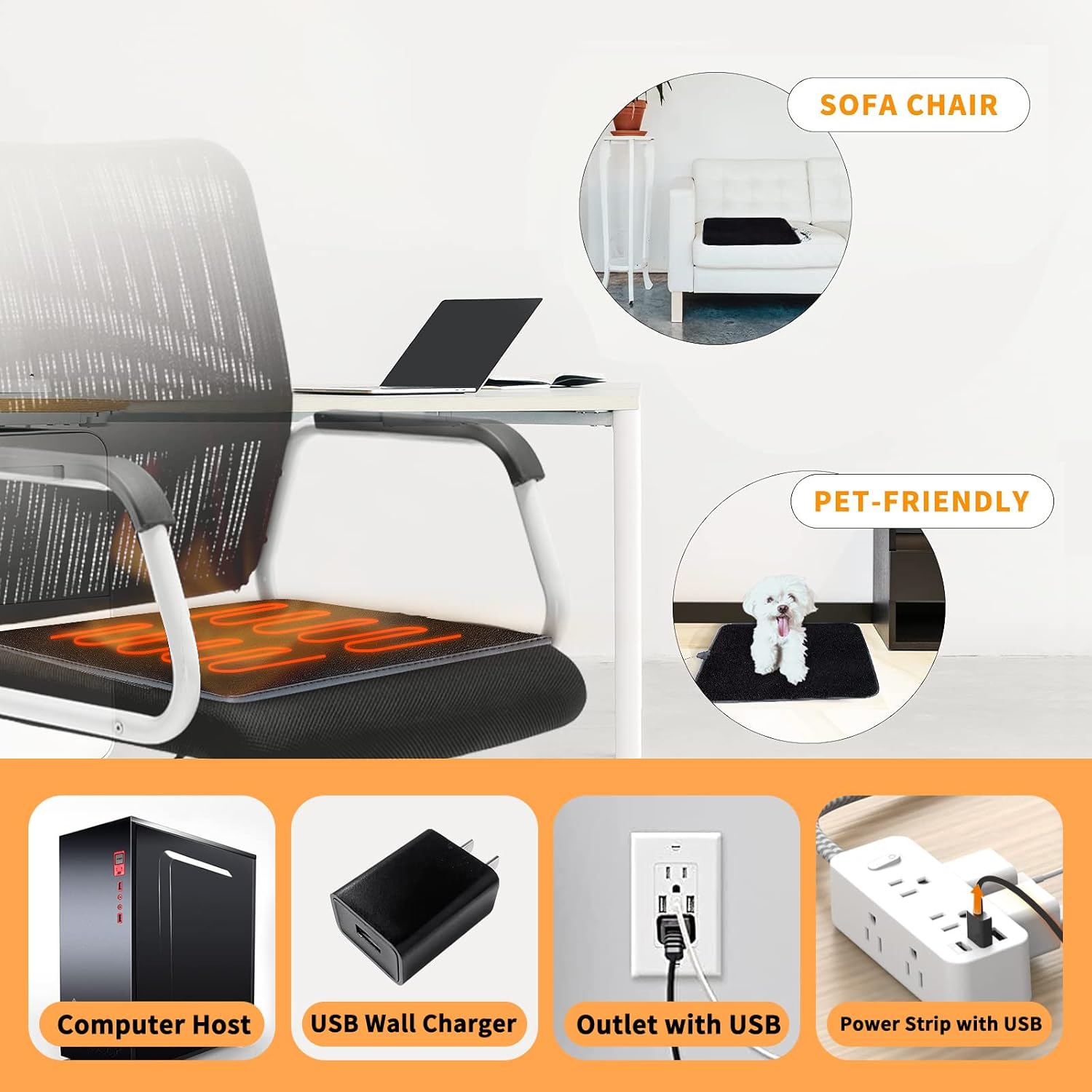Three-Level Adjustable, Foldable, Lightweight Heated Seat Cushion