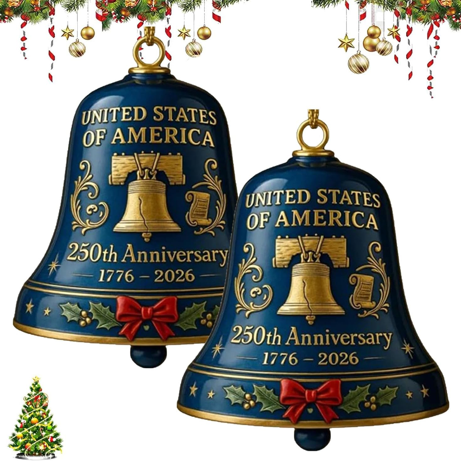 🎄✨ "Christmas Countdown 50%OFF -United States 250th Anniversary Bell Ornament