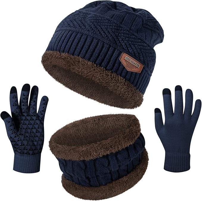 Winter Beanie Hats Scarf Gloves Set