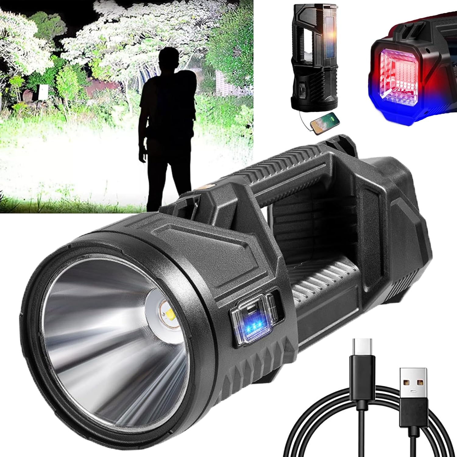 🔥1000000 lumens Waterproof Spot Lights Handheld Large searchlight for Power Outages Hurricane