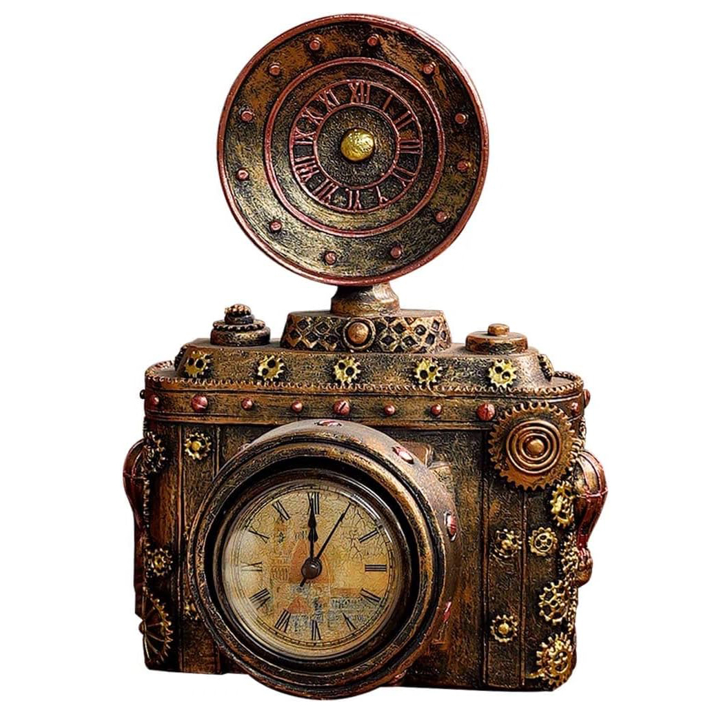 Handmade Steampunk Vintage Camera Shelf Clock
