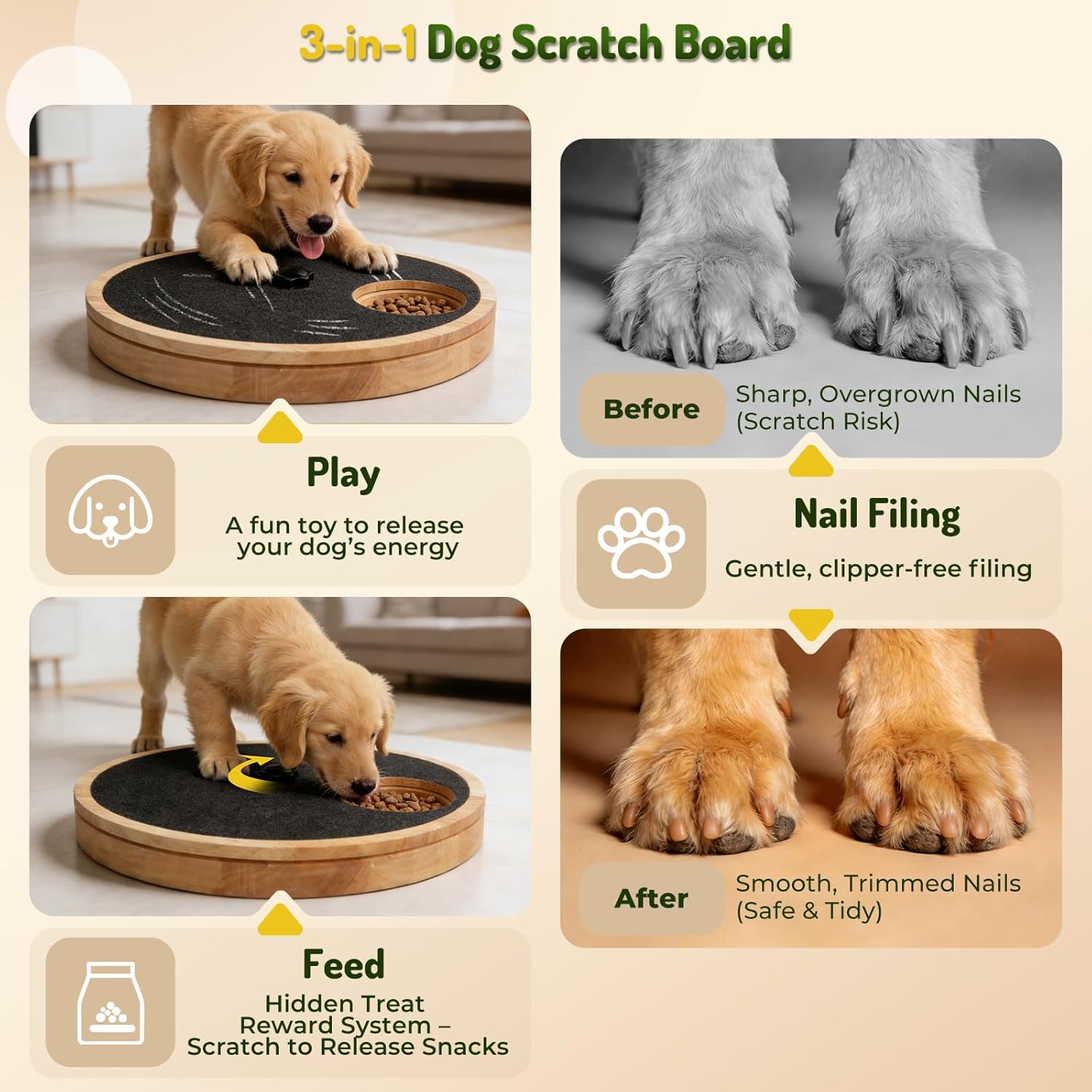 Petlori™ 2-in-1 Dog Nail Scratch Board & Interactive Treat Toy