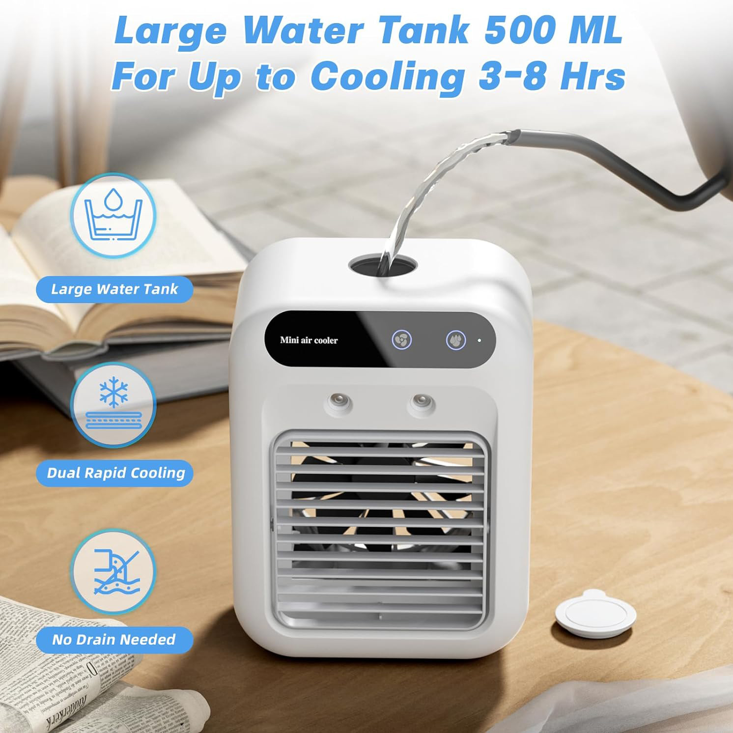 2024 Rechargeable Portable Air Conditioners 5000mAh  with 2 Cool Mists & Speeds