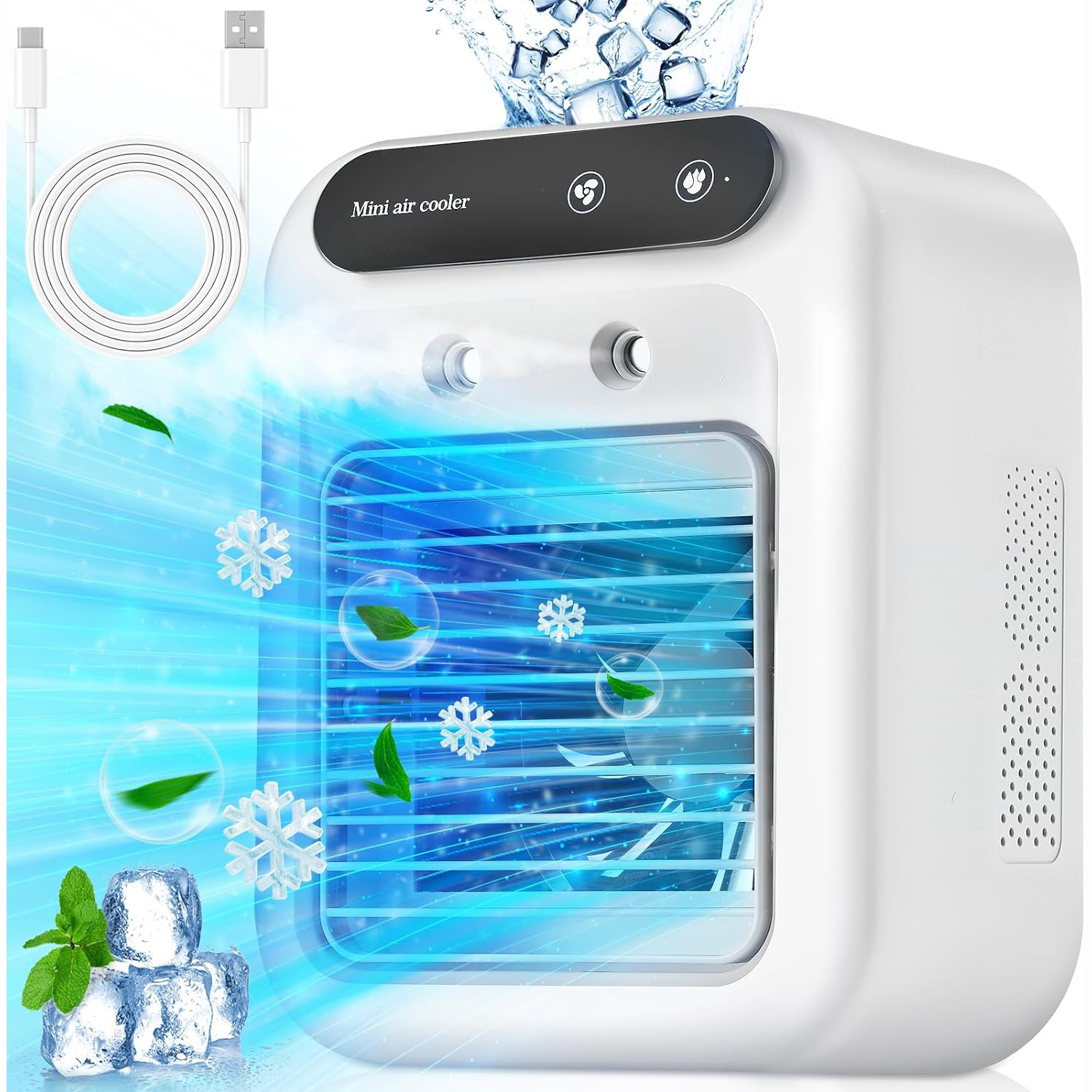 2024 Rechargeable Portable Air Conditioners 5000mAh  with 2 Cool Mists & Speeds