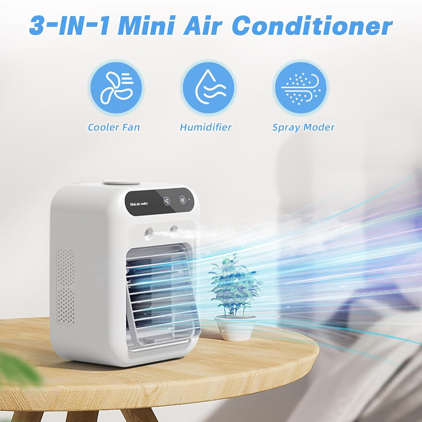 2024 Rechargeable Portable Air Conditioners 5000mAh  with 2 Cool Mists & Speeds