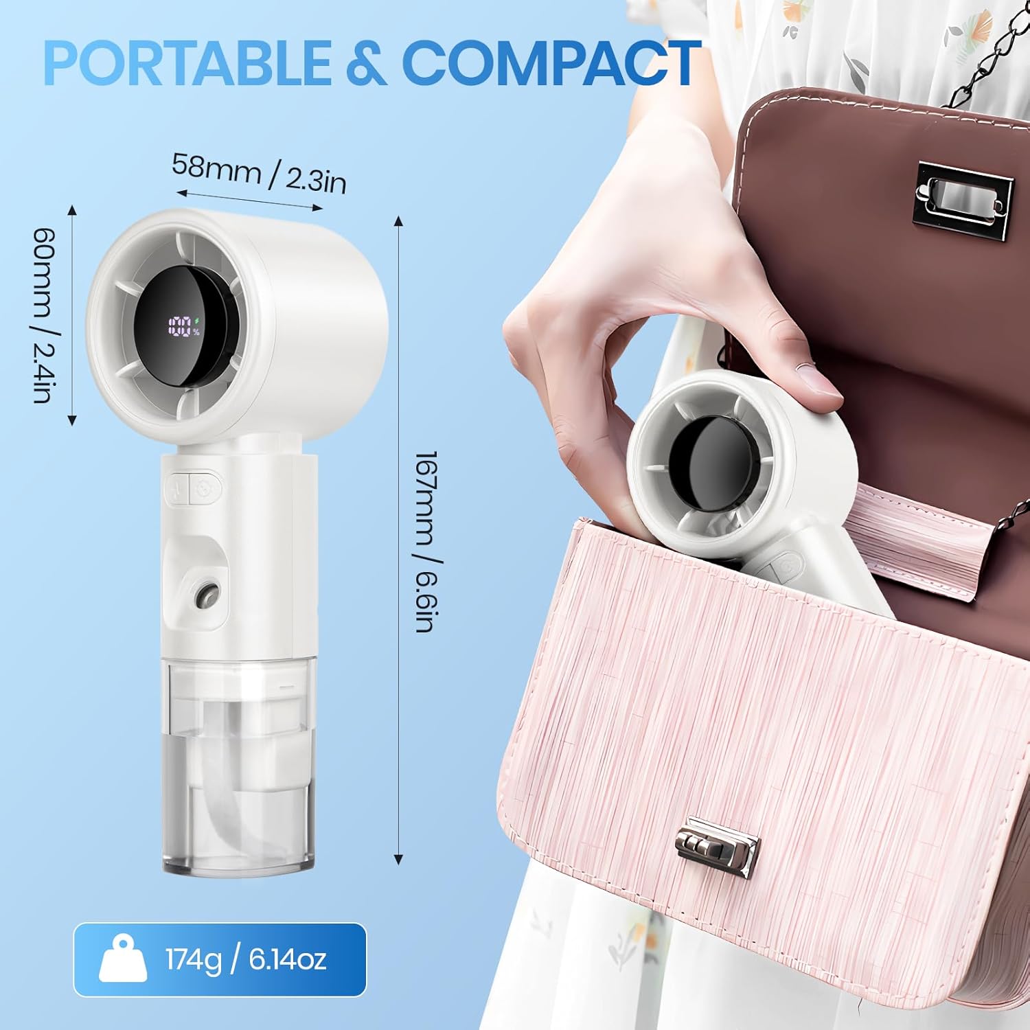 Portable Handheld Misting Cooling Fan